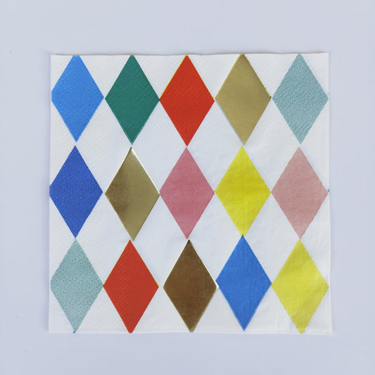 16PCs Colorful Rhombus Paper Napkins Tissue 25*25cm Party Supplies for Women