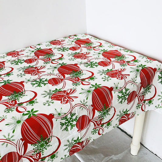 Red Christmas Ball Snowflakes Rectangle Table Cover Large Paper Tablecloth 55.1" x 86.5"