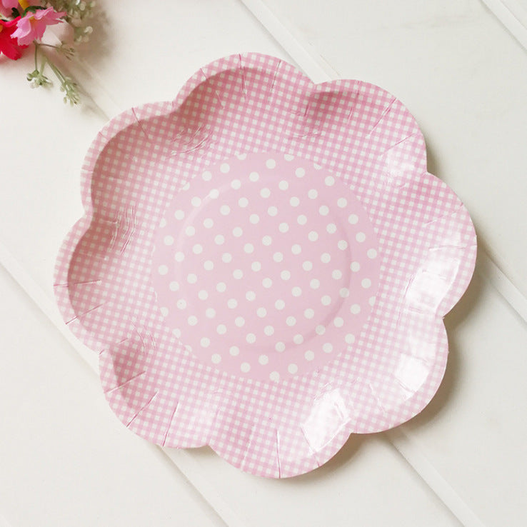 8 PCs Pink Flower Shape Paper Plate 8 inch Disposable Party Supplies Plates for Girls Women