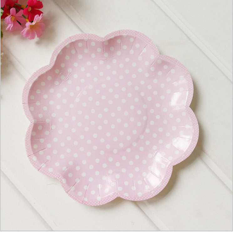 8 PCs Pink Flower Shape Paper Plate 8 inch Disposable Party Supplies Plates for Girls Women