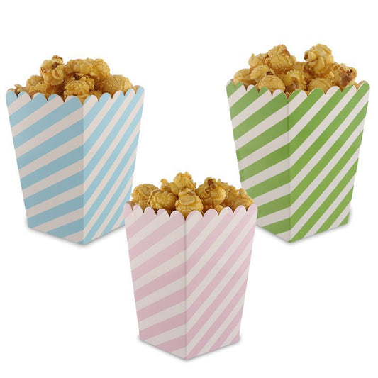 Movie Night Popcorn Boxes for Party (12 pack) Diagonal Stripe Paper Popcorn Buckets