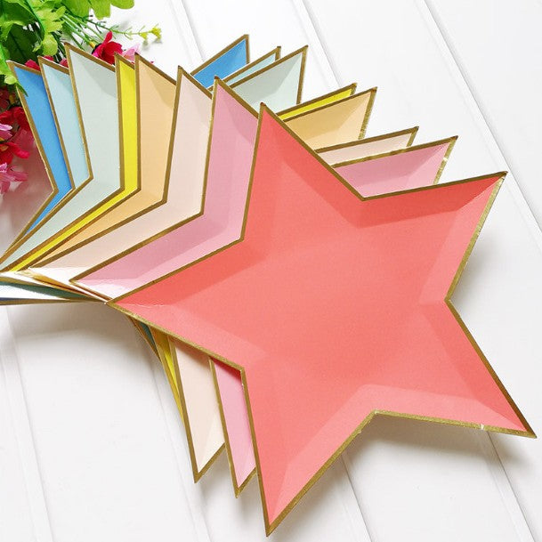 Multicolor Star Disposable Paper Plates Heavy Duty 10 inch Party Supplies * 8PCs