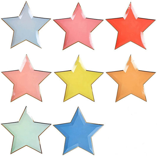 Multicolor Star Disposable Paper Plates Heavy Duty 10 inch Party Supplies * 8PCs