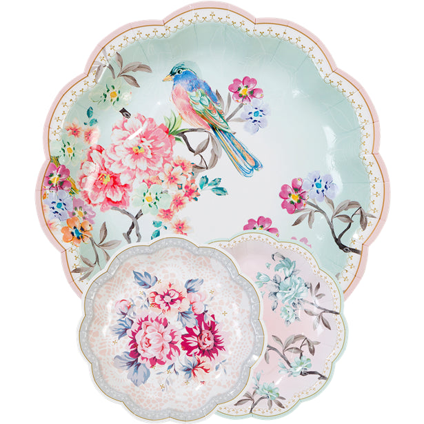 8PCs 7" Chinese Style Flower Plates Picnic Dinner Party Wedding Decoration Disposable Plates