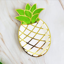 8PCs 8 Inch Cute Pineapple Shape Paper Plate Tableware Decorations for Kids Party Dinner Disposable Plates