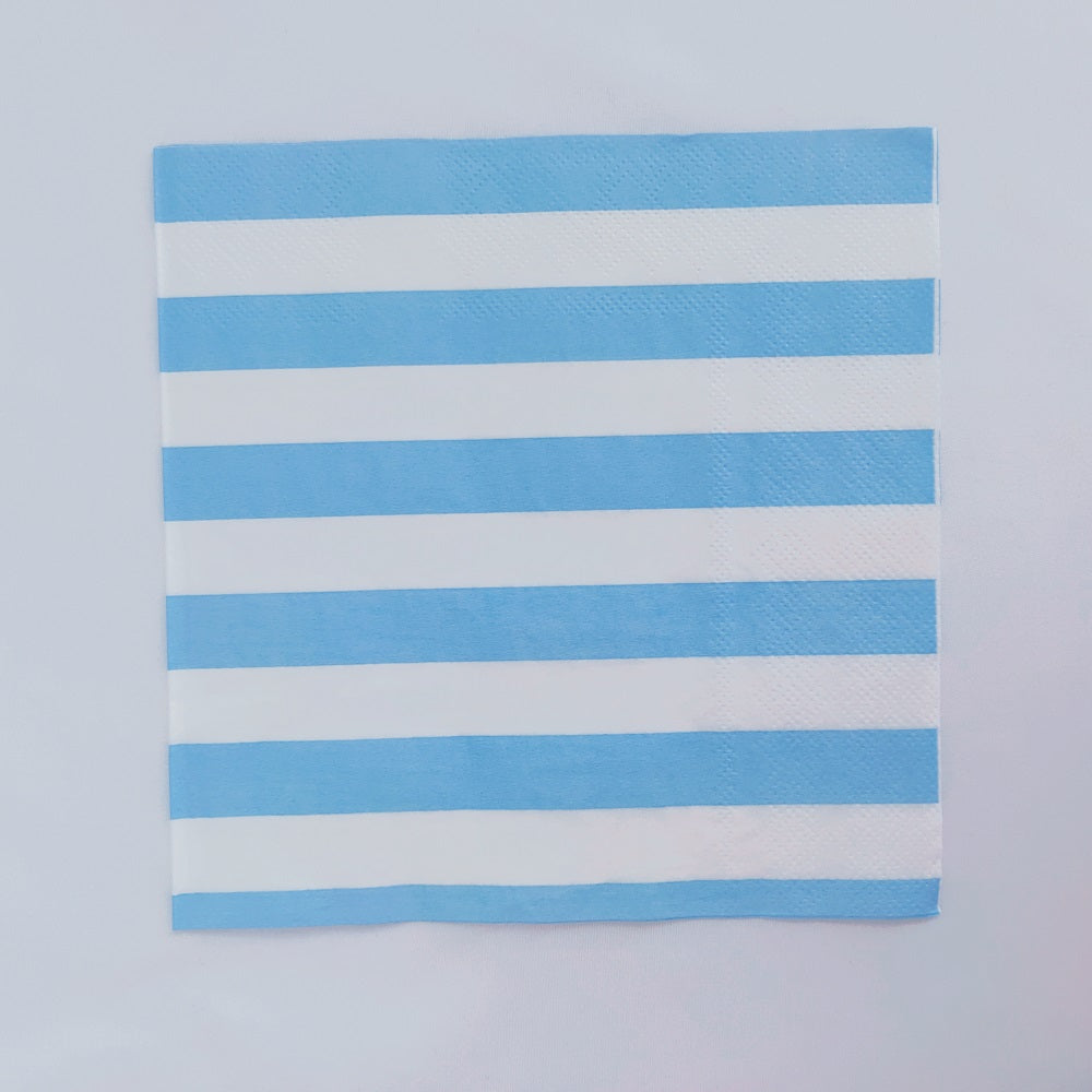 16PCs Blue Striped Paper Napkins For Decoupage Luncheon Decorations 3-Ply 33cm