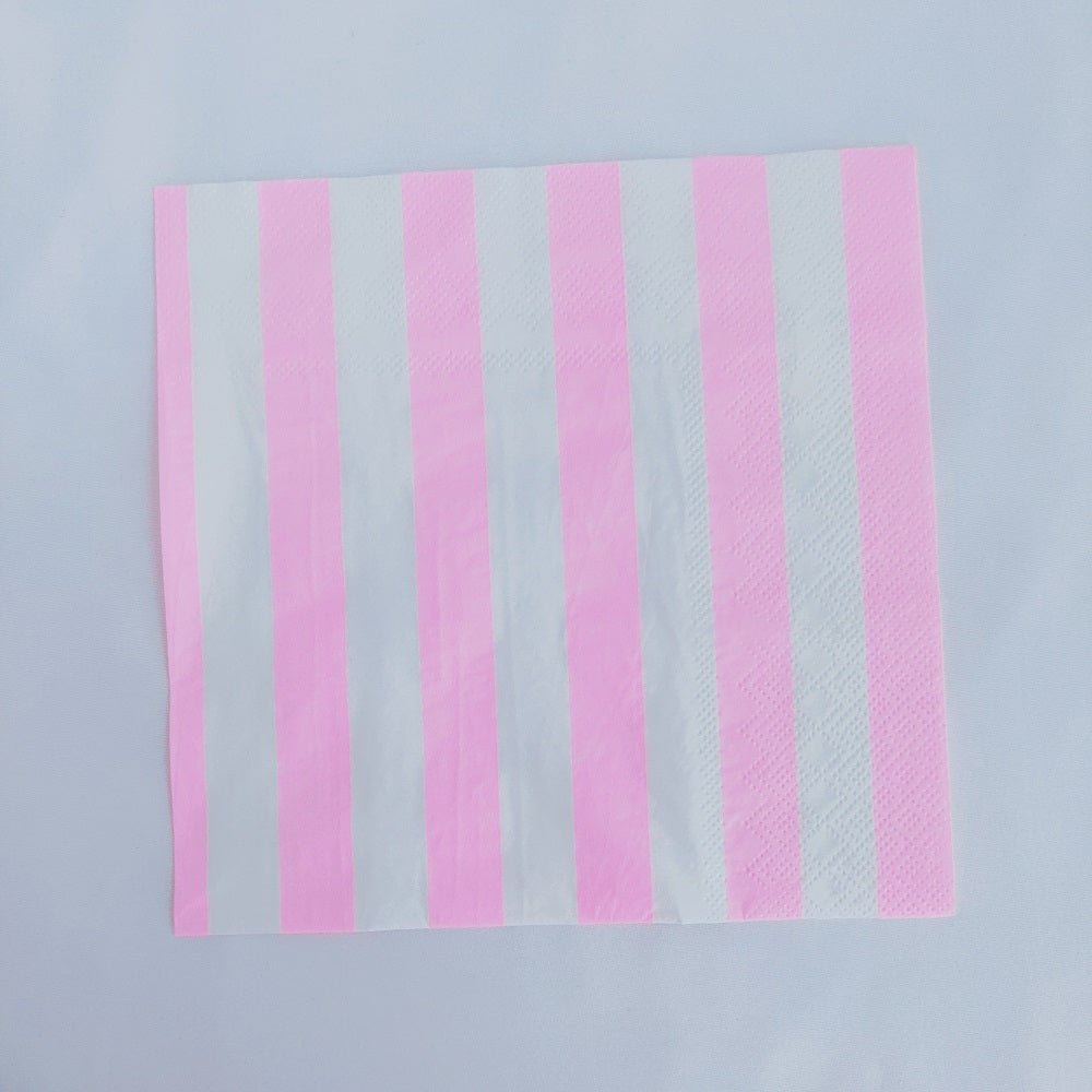 16PCs Pink Striped Paper Napkins For Decoupage Luncheon Home Decor 3-Ply 33cm