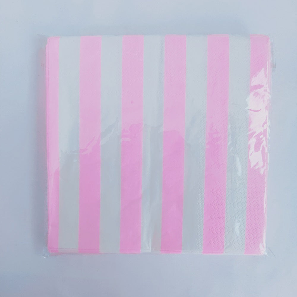 16PCs Pink Striped Paper Napkins For Decoupage Luncheon Home Decor 3-Ply 33cm