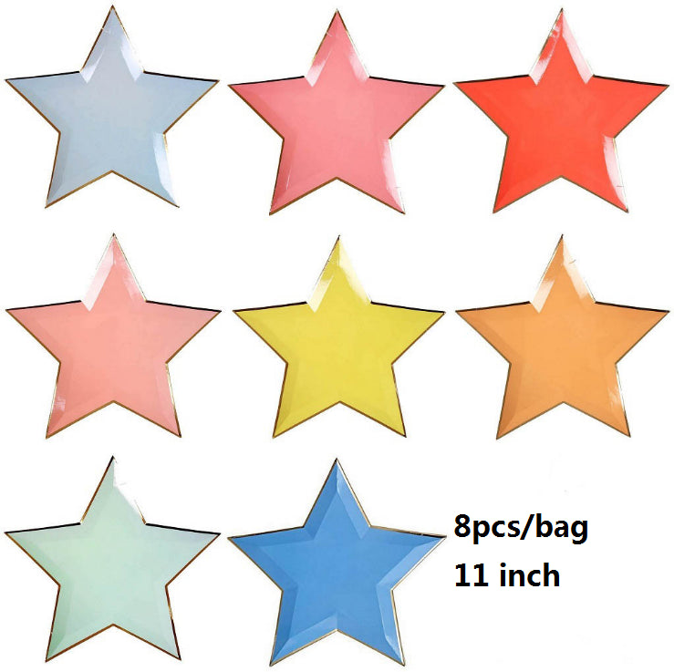 48PCs Star Theme Disposable Paper Tableware Set for Birthday Wedding Baby Shower Decoration Paper Plates Cups Napkin Party Supplies