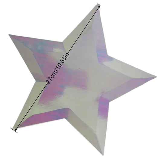 8PCs Pink Pearl Color Star Paper Plates Party Dessert Dinner Plate 10.6 inch