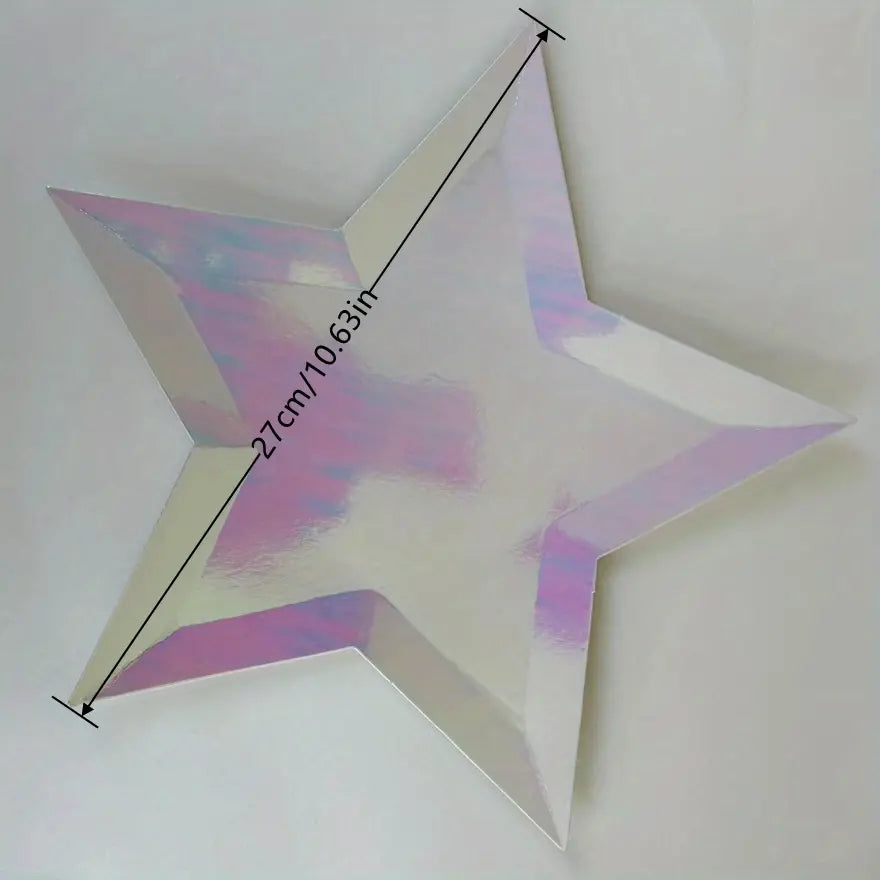 8PCs Pink Pearl Color Star Paper Plates Party Dessert Dinner Plate 10.6 inch