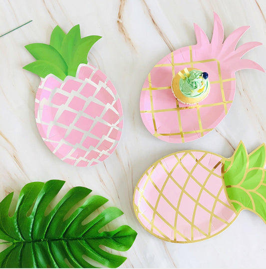 8PCs 25*14cm Pineapple Fruit Shape Paper Plate Tableware Decorations Party Wedding Dinner Disposable Plates