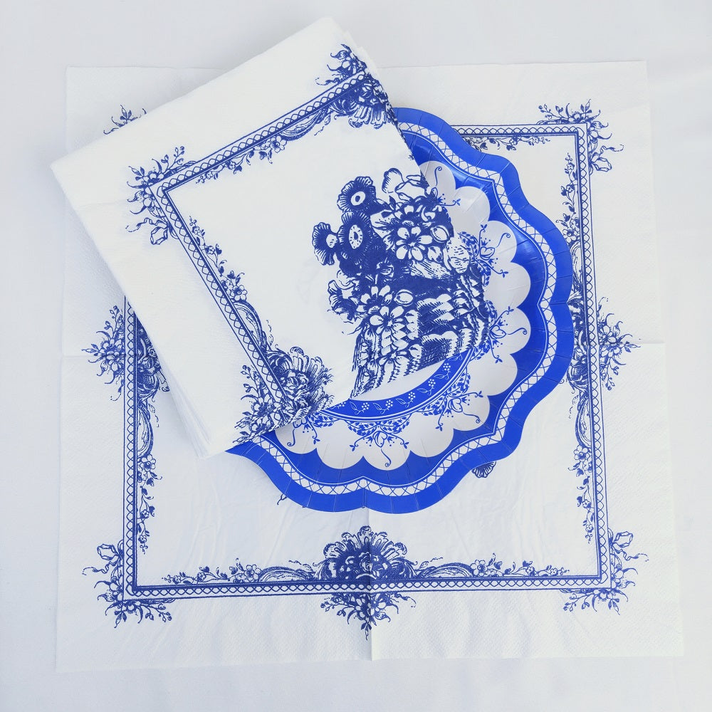 Chinese Style Blue Flower Paper Napkins 33*33cm