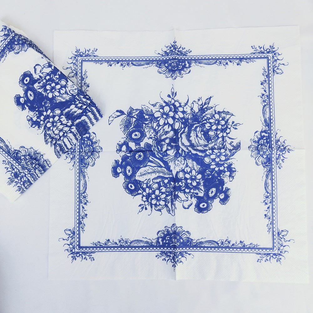 Chinese Style Blue Flower Paper Napkins 33*33cm