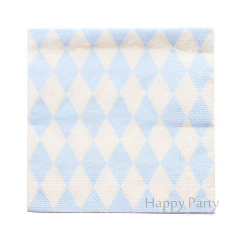 16PCs Blue Rhombus Paper Napkins Disposable Party Napkin 33cm