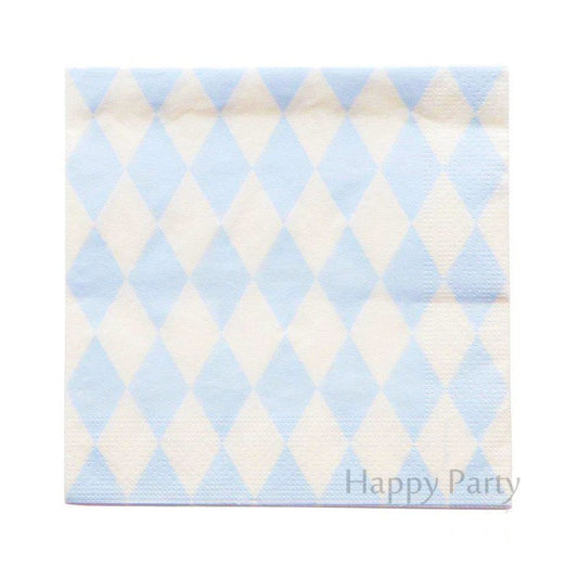 16PCs Blue Rhombus Paper Napkins Disposable Party Napkin 33cm