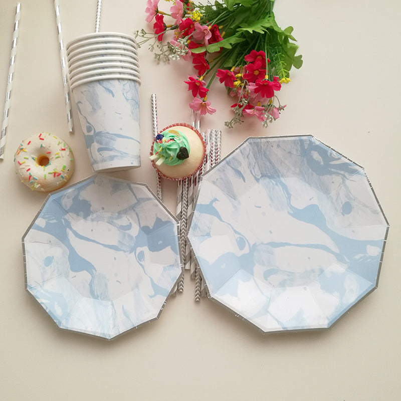 16PCs Blue Marble Paper Napkins Tissue 25*25cm