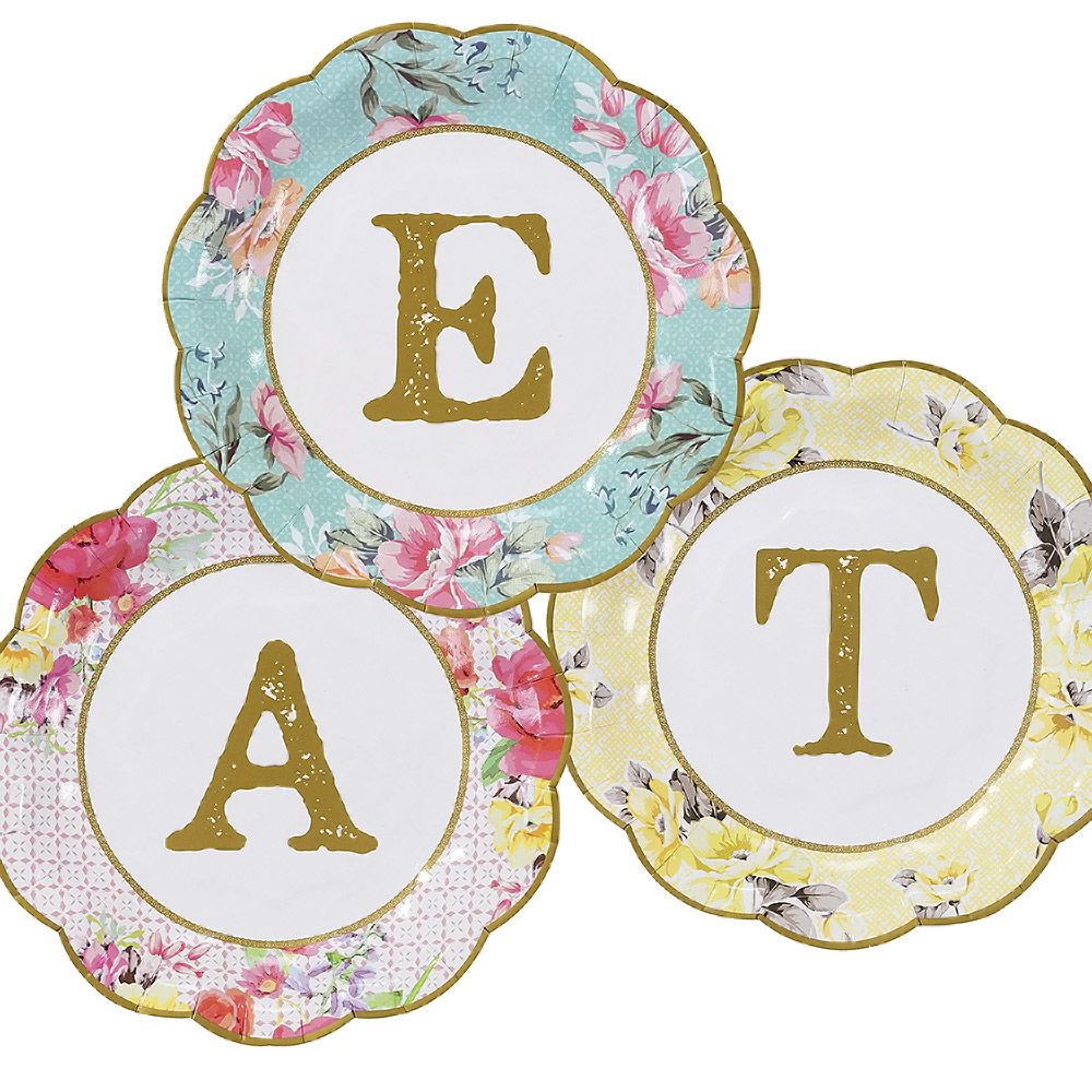 8PCs 7 inch Flower Letter Paper Plates Tableware Decorations Party Wedding Dinner Disposable Plate