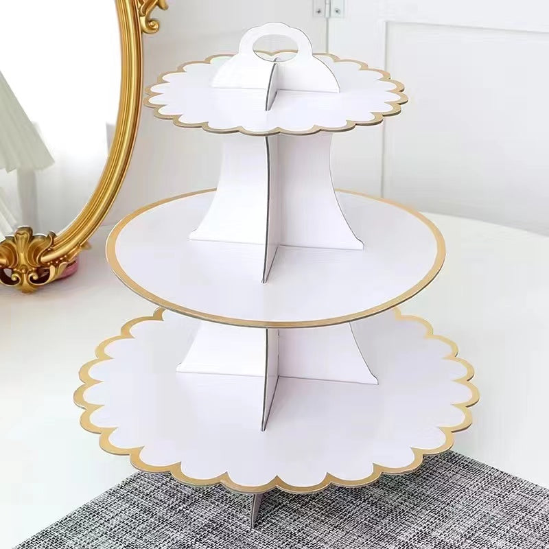 3 Tier Cake Stand Paper Display Dessert Tower Holder Party Supplies