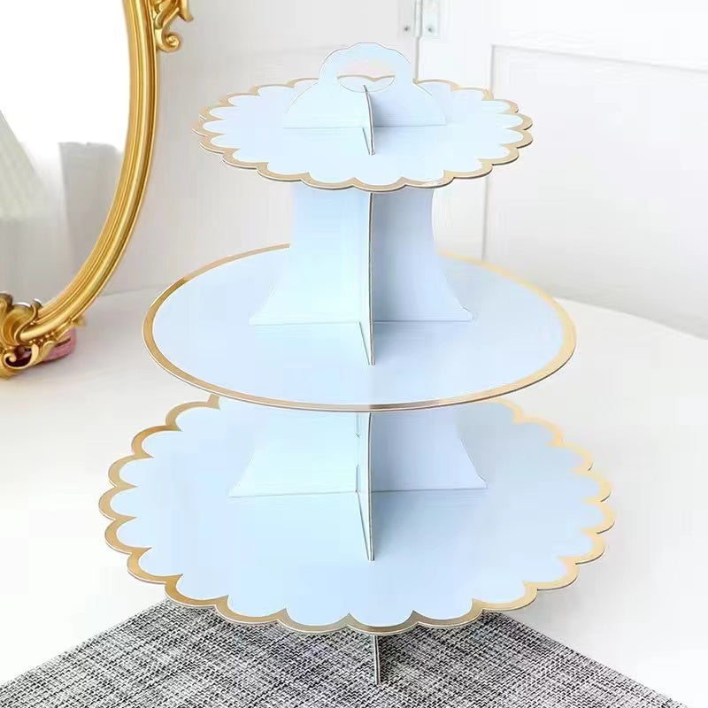 3 Tier Cake Stand Paper Display Dessert Tower Holder Party Supplies