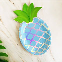 8PCs 8 Inch Cute Pineapple Shape Paper Plate Tableware Decorations for Kids Party Dinner Disposable Plates