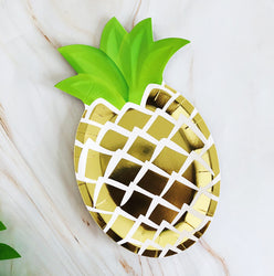 8PCs 8 Inch Cute Pineapple Shape Paper Plate Tableware Decorations for Kids Party Dinner Disposable Plates