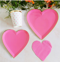 40PCs Love Heart Disposable Paper Tableware Set for Birthday Wedding Baby Shower Decoration Paper Plates Cups Napkin Party Supplies