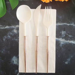 4PCs Dinnerware Plastic Disposable Cutlery Knife Fork Spoon Napkin Tableware Set Wedding Baby Shower Birthday Party Supplies Decorations