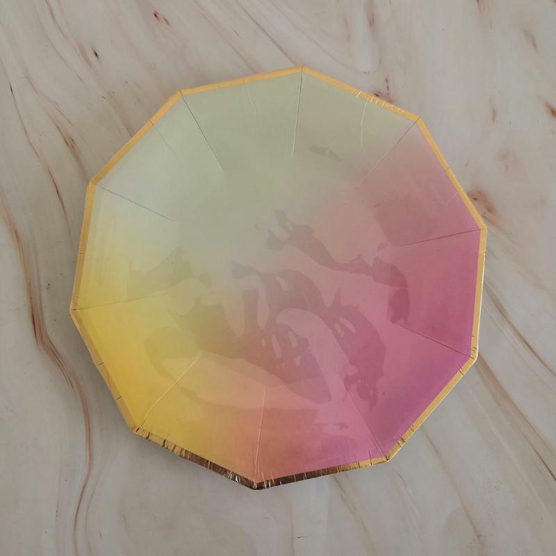 Decagon Rainbow Paper Plates Party Supplies Dessert Plate