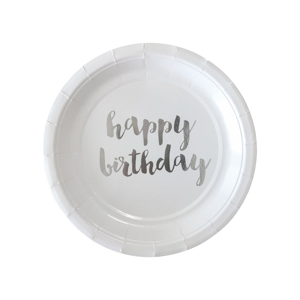 Silver Theme Birthday Party Plates And Cups And Napkins Sets Disposable Tableware Set for 8