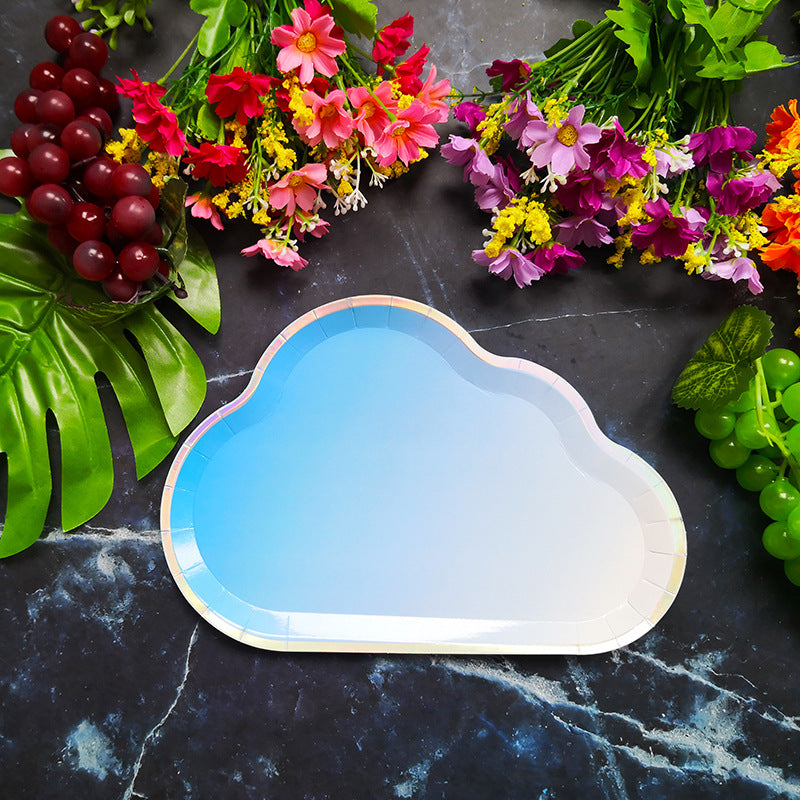 Gradient Color Cloud Paper Plates Dinner Plate * 8PCs