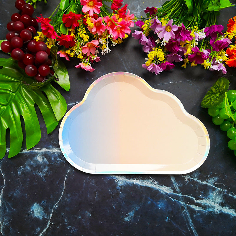 Gradient Color Cloud Paper Plates Dinner Plate * 8PCs