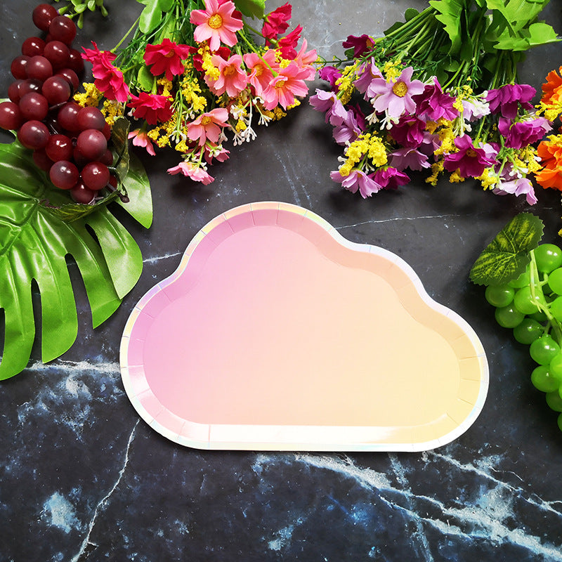 Gradient Color Cloud Paper Plates Dinner Plate * 8PCs