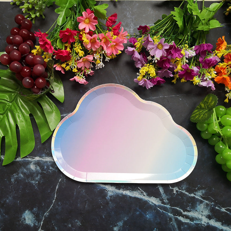 Gradient Color Cloud Paper Plates Dinner Plate * 8PCs