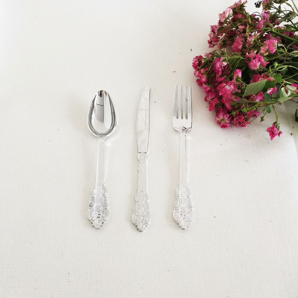 4PCs Plastic Knife Spoon Fork Disposable Cutlery with Napkin for Party