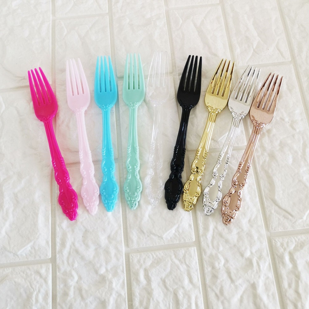 4PCs Plastic Knife Spoon Fork Disposable Cutlery with Napkin for Party