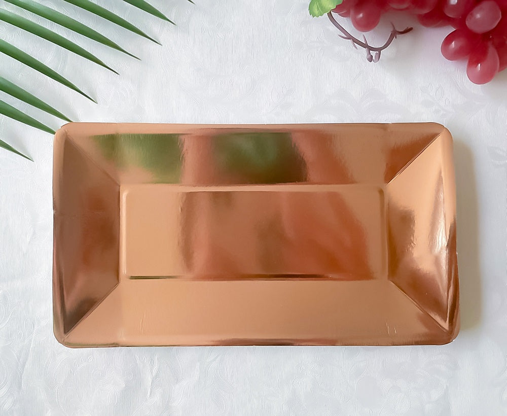 Metallic Color Rectangle Paper Plates Disposable Tableware for Party Picnic BBQ