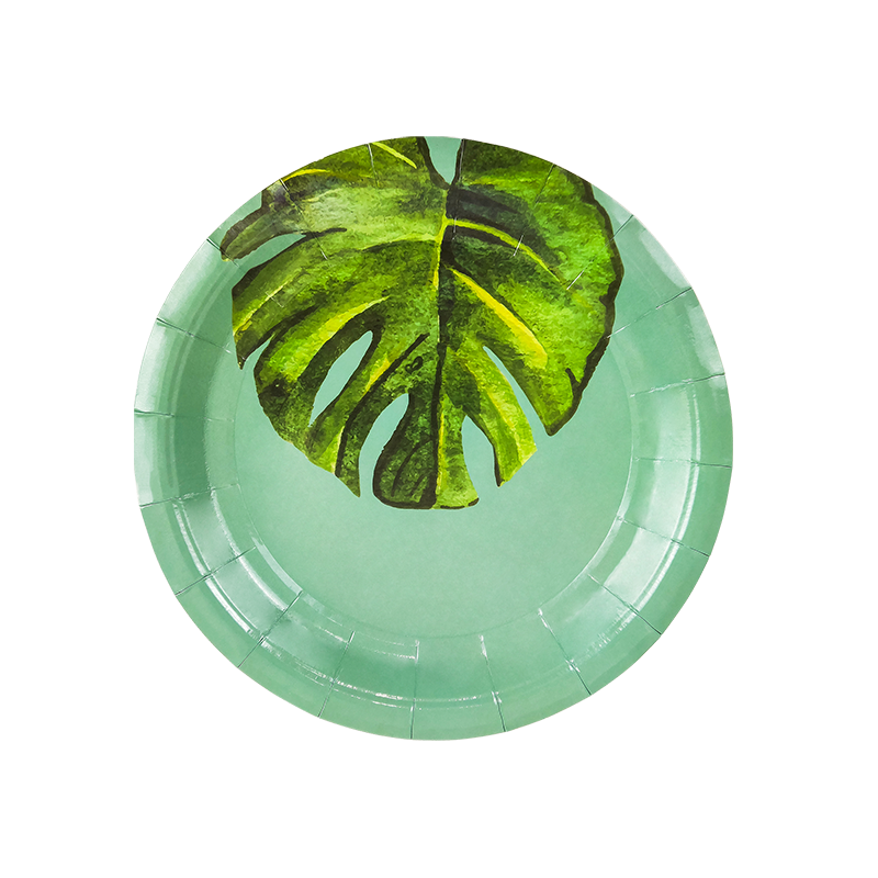 Banana Leaf Green Paper Plates Summer Party Supplies Set Of 8