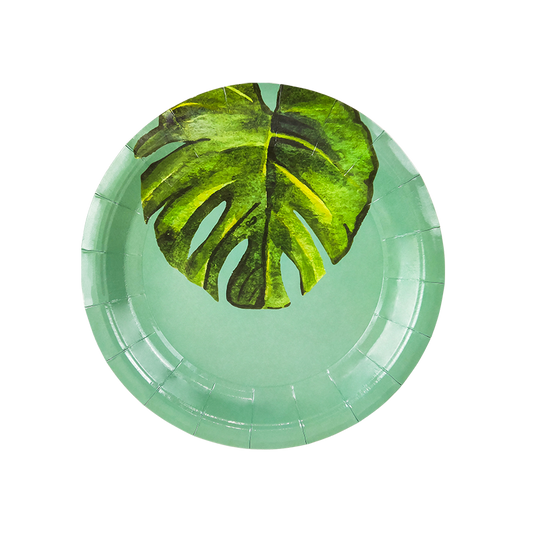 Banana Leaf Green Paper Plates Summer Party Supplies Set Of 8