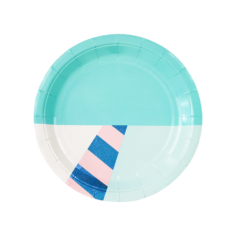 Summer Theme Blue Dinner Plate 7 inch Paper Plates Set of 8