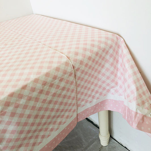Pink Blue Checks Plaid Disposable Paper Tablecloths for Rectangle Tables Cover Party Decoration Supplies 140*250cm