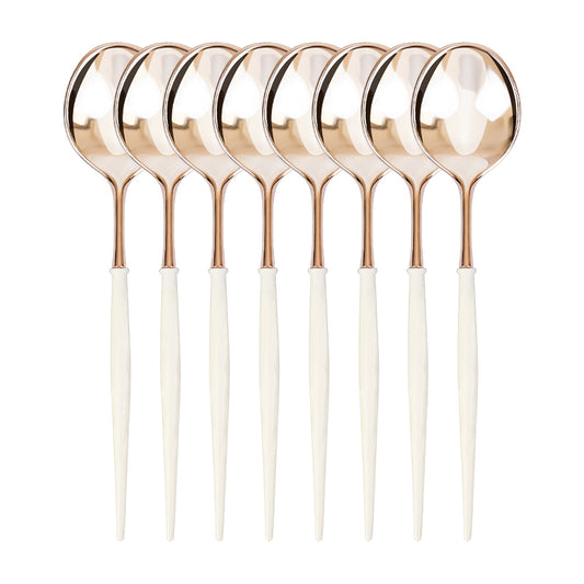 Rose Gold Plastic Silverware Cutlery Set Disposable Flatware Dinnerware Forks Spoons Knives for Party Birthday Wedding