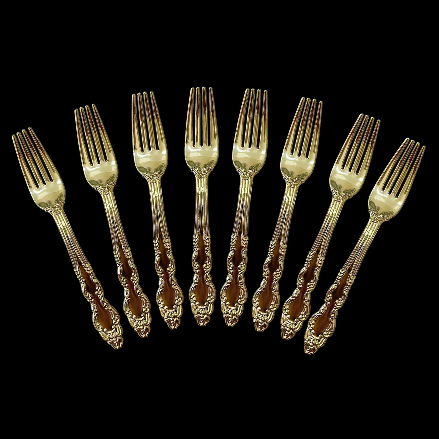 8PCs Golden Silver Plastic Disposable Cutlery Knife Forks Spoons Tableware Set Birthday Party Supplies Decorations