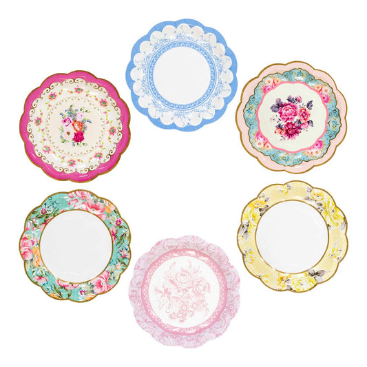 8PCs 7 Inch Vintage Flower Paper Plates Picnic Dinner Party Wedding Decoration Disposable Plates