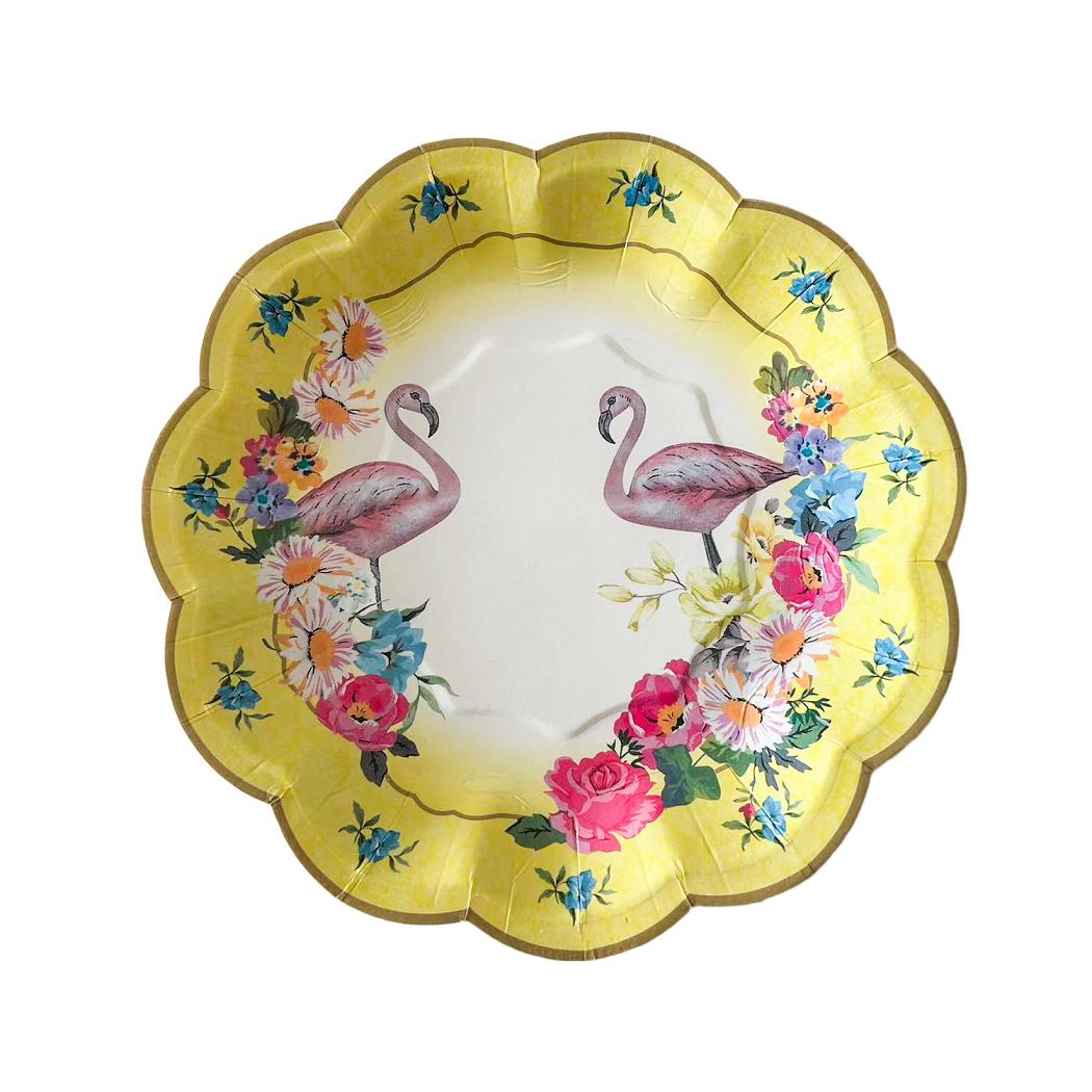 8PCs Summer Floral Flamingo Party Supplies Tableware Dessert Paper Plates 7 inch