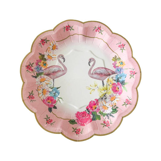 8PCs Summer Floral Flamingo Party Supplies Tableware Dessert Paper Plates 7 inch