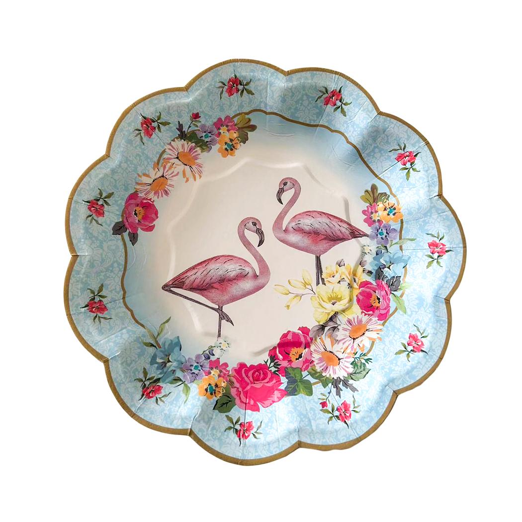 8PCs Summer Floral Flamingo Party Supplies Tableware Dessert Paper Plates 7 inch