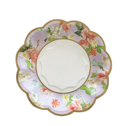 8PCs Beautiful Floral Paper Plates 7 inch Afternoon Tea Wedding Party Supplies Decorations Home Decor