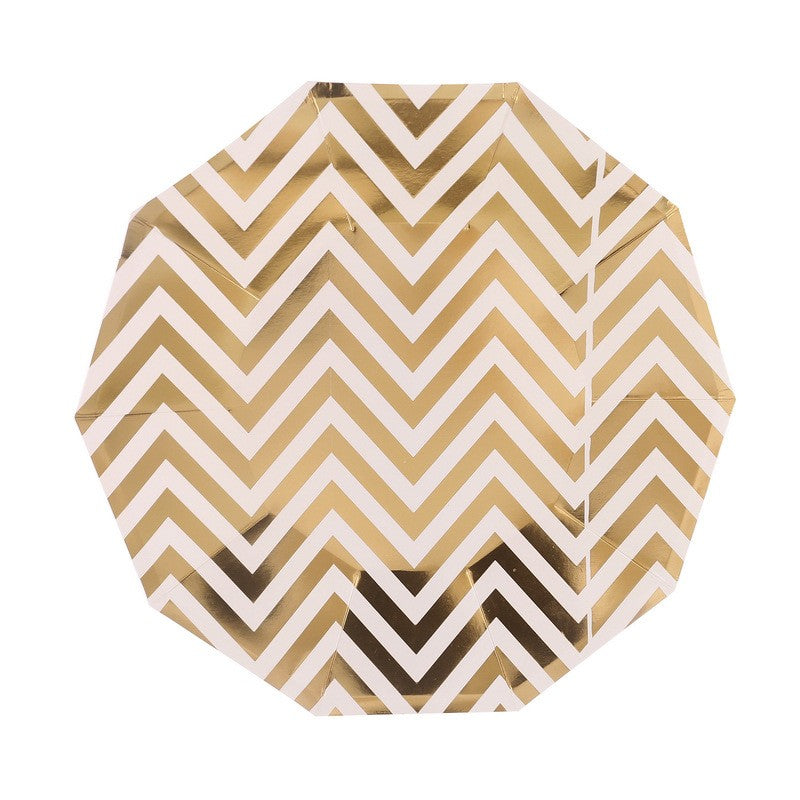 Golden Wave Paper Plates Cups Napkins Party Supplies Decorations Disposable Tableware Set for 8