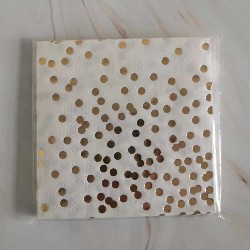 16PCs Golden Dots Paper Napkins Pack For Luncheon Dinner Home Party Decorations 3-Ply 33cm